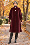 Gold Buttoned Long Coat-Burgundy