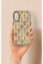 iPhone 16 Compatible Tile Tulip Patterned Silicone Case