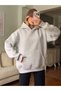 Hooded Stone Embroidered Oversize Sweatshirt - 5