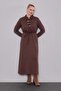 Suede Garnished Cashmere Dress Brown