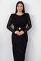 Wide Collar Shoulder Padded Glitter Tulle Dress Grs4197 - 2