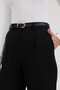High Waist Pleated Palazzo Pants with Belt and Elastic Fabric - 5
