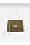 Women's Hand and Shoulder Bag with Thin Handle, Chain Strap and Lock Cover