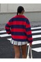 Polo Collar Striped Oversize Sweatshirt Jt9728 - 4