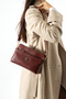 Women's Multi-Compartment Zippered Daily Shoulder Bag S-1450 Claret Red - 2