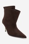 Meja Brown Suede Pointed Toe Women's Thin Heeled Boots - 6
