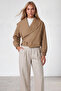 Women's Caramel Shawl Collar Lined Short Trench Coat Alc-X15633