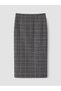 Özmarka New Season Anthracite Zippered Plaid Pencil Skirt - 3