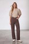Women's Brown High Waist 5-Pocket Denim Trousers Alc-X15724