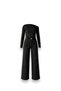 Women's Soft Textured Asymmetrical Shoulder Draped Blouse and Belted Wide Leg Pants Two-Piece Set-Black - 6