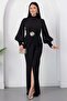 High Collar Long Sleeve Front Tassel Dress K-262752 - 5