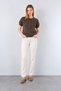 Women's Brown Crew Neck Knit Sweater - 2