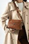 Women's Multi-Compartment Zippered Daily Shoulder Bag S-1450 Tan Matte - 3