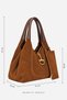 Nora Large Size Genuine Suede Shoulder Bag with Metal Buckle - 5