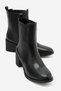 Alberta Black Leather Women's Thick Heeled Boots