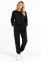 3-Piece Women's Tracksuit Set Crew Neck Top and Bottom with Soft Fleece Inside Smoked Gray Brown Black Stone - 2