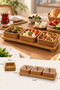 3-Piece Bamboo Serving Tray Set – 3-Compartment Breakfast, Snack, and Treat Tray with Transparent Lid - 3