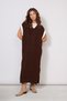 Shirt Collar Detail Long Knit Dress Brown
