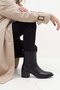 Alberta Black Leather Women's Thick Heeled Boots - 2