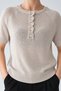 Women's Beige Crew Neck Knit Sweater - 4