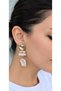Gold Pearl-Look Stone Detailed Dangle Earrings for Women – Large and Stylish Design - 2