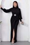High Collar Long Sleeve Front Tassel Dress K-262752 - 7