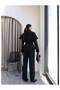 Collared Ruffle Cape Detail Single Button Design Brand Equivalent Premium Series Blazer Jacket Palazzo Pants Three Piece Suit - 5