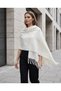 Women's Tassel Detailed Draped Shoulder Shawl, Cape Shawl - 2