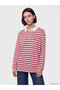 Two Mt Shop Quality Lcw Modest Red 3 Thread Striped Standard & Regular Women's Sweatshirt Tunic