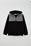 Boy's Tracksuit Set Color Blocked Hooded Zipper Jacket 5-9 Years Old, Black - 2