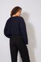 Hair Braided Crew Neck Short Knit Sweater Navy Blue - 5