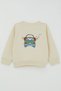 Baby Boy Tracksuit Set with Cool City Car Back Print Detail, 6 Months - 2 Years, Cream - 4