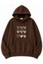 Hearts Printed Oversize Sweatshirt with Kangaroo Pocket