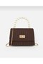 Women's Hand and Shoulder Bag with Thin Handle, Chain Strap and Lock Cover