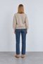 Women's Beige Crew Neck Floral Patterned Wool Sweater - 5