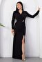 Double-Breasted Collar, Waist Buckle, Long Sleeve Crepe Dress K-262759 - 5