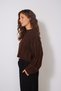 Hairbraided Crewneck Short Knit Sweater Brown - 3