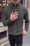Sirte Checkered Patterned Stand Collar Zippered Regular Fit Men's Knitwear Cardigan - 7