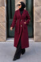 Torba Pocketed Shoulder Pad Detailed Cashmere Coat Tsd260314 Claret Red - 5