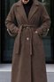 Torba Pocketed Shoulder Pad Detailed Cashmere Coat Tsd260314 Brown - 3