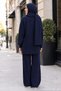 Knitted Sweater Set with Scarf Navy Blue Hm2960 - 3