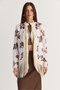Women's Cream-Brown Floral Patterned Stand Collar Bohemian Vintage Design Tassel Padded Jacket 5014 60286597 - 2