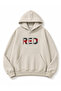 Red Printed Kangaroo Pocket Oversize Sweatshirt