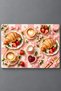 Glass Cutting Board with Pink Checkerboard Pattern, Croissant & Coffee Themed - Glass Cutting Board |   30cm X 40cm - 4