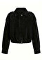 Denim Velvet Bomber Jacket-Black Black