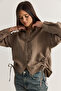 Women's Mink Side Gathered Buttoned Shirt with Tie Detail 2344 60286594 - 5