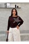 Women's Bitter Brown Off-Shoulder Trok Stone Bat Sleeve Blouse Frv0235 - 2