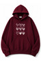 Hearts Printed Oversize Sweatshirt with Kangaroo Pocket
