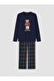 Vizyon New Season Navy Blue Bear Teddy Printed Men's Pajama Set