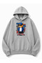 Teddy Bear Print Detailed Hooded 2 Thread Sweatshirt
